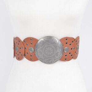 Faux Leather Multi Eyelet Round Western Belt